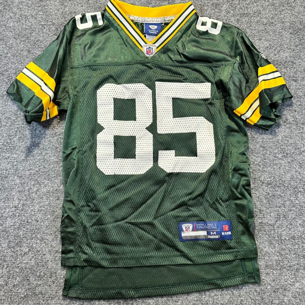 Reebok Packers Football Jersey Kids Medium Green Gameday Sporty Greg Jennings 85